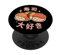 Mots Mignons du Personnage Japonais « I Love Sushi » PopSockets PopGrip Adhésif