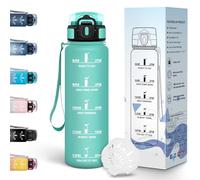 Motswedi Gourde 0.5l, Gourde sport, Anti-Fuite, Bouteille d'eau, Motivation avec Marqueur de Temps, Bouteille Eau pour Sport, Yoga & Bureau - Bleu&vert