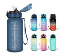 Motswedi Gourde, 0.5L Sans BPA, Gourde Avec Paille Adulte, Convient Aux Boissons Gazeuses, Bouteille Motivation Étanche, Bouteille d'eau pour École, Salle de Sport, Camping - Bleu marine
