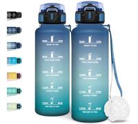 Motswedi Gourde 1,5l, Anti Fuite, Gourde Sport, Réutilisable, Bouteille d'eau, sans BPA, Bouteille Reutilisable, pour Randonnée, Fitness, Yoga, Camping, Sport, Bleu Vert