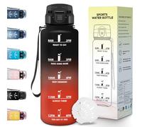 Motswedi Gourde 1,5l, Gourde sport, Anti-Fuite, Bouteille d'eau, Motivation avec Marqueur de Temps, Bouteille Eau pour Sport, Université, Bureau & Vélo - Noir&Rouge