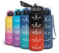 Motswedi Gourde 1500 ml, Réutilisable Bouteille d'eau, Bouteille Sport, avec Marqueur de Temps et Motivation, Gourde Sport pour la Salle de Sport, la Course, le Vélo et la Randonnée, Noir & Rouge