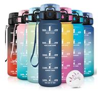 Motswedi Gourde 1l, Anti-Fuite, Gourde Sport, avec Marqueur de Temps, Bouteille d'eau, Réutilisable, Bouteille, pour Sport, Randonnée, Yoga, Fitness, Bleu Foncé