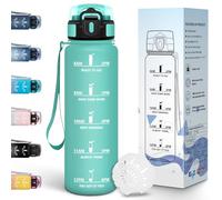 Motswedi Gourde 1l, Gourde sport, Anti-Fuite, Bouteille d'eau, Motivation avec Marqueur de Temps, Bouteille Eau pour Sport, Université, Bureau & Vélo - Bleu&vert