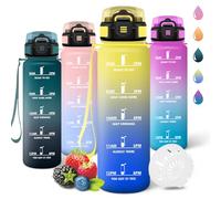 Motswedi Gourde 1l, Réutilisable, Gourde Sport, Anti-Fuite, Bouteille d'eau, avec Marqueur de Temps, Bouteille, Sans BPA, pour Fitness, Sport, Yoga, Randonnée, Jaune&Bleu