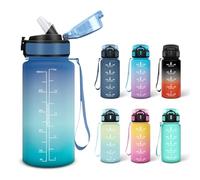 Motswedi Gourde, 500 ml Sans BPA, Gourde Avec Paille Adulte, Convient Aux Boissons Gazeuses, Bouteille, Gourde Motivation Étanche, Bouteille d'eau pour École, Salle de Sport, Camping - Vert vif