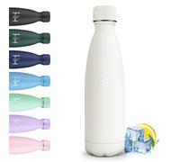 Motswedi Gourde, 500 ml Sans BPA, Gourde Isotherme, à Double Paroi Anti-fuite, Bouteille Isotherme, Inox 18/8, Bouteille, Conservation 12h Chaud / 24h Froid Crème & Blanc