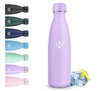 Motswedi Gourde, 500 ml Sans BPA, Gourde Isotherme, à Double Paroi Anti-fuite, Bouteille Isotherme, Inox 18/8, Bouteille, Conservation 12h Chaud / 24h Froid Clair & Violet