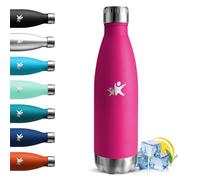 Motswedi Gourde, 500 ml Sans BPA, Gourde Isotherme, à Double Paroi Anti-fuite, Bouteille Isotherme, Inox 18/8, Bouteille, Conservation 12h Chaud / 24h Froid Rose & Rouge