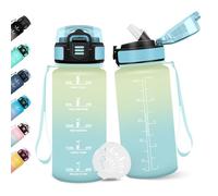 Motswedi Gourde, 500ML Avec de la Paille, Gourde Enfant, Sans BPA, Bouteille d'eau de Motivation avec Marqueur de Temps, Bouteille Enfant Paille pour École, Sport, Yoga - Givre&ciel