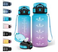 Motswedi Gourde 500ml, Gourde Paille, Conception de Serrure Étanche, Bouteille Sport, Avec Marqueur de Temps, Bouteille Motivation, Convient aux Boissons Gazeuses, pour École, Voyages - Bleu&Violet