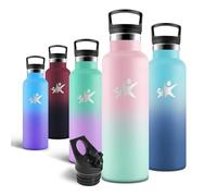 Motswedi Gourde, 750 ml Sans BPA, Gourde Isotherme, Avec Paille&2 Couvercles, Bouteille d'eau, 18/8 Acier Inoxydable, Bouteille Isotherme pour Randonnée, Camping - Rose pêche & Vert clair