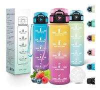 Motswedi Gourde Enfant, 500 ml, Anti-Fuite, Gourde Sport, avec Marqueur de Temps, Bouteille d'eau, Réutilisable, Sans BPA, Bouteille pour École, Sport, Yoga, Fitness, Randonnée, Jaune Rose