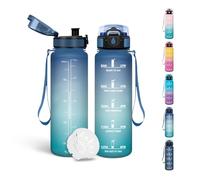 Motswedi Gourde Enfant, 500 ml Sans BPA, Gourde Anti Fuite, avec Marqueur de Temps, Bouteille d'eau, Anti-Fuite, Bouteille pour École, Fitness, Sport, Yoga, Randonnée - Bleu&vert