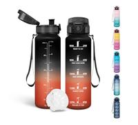 Motswedi Gourde Enfant, 500 ml Sans BPA, Gourde Anti Fuite, avec Marqueur de Temps, Bouteille d'eau, Anti-Fuite, Bouteille pour École, Fitness, Sport, Yoga, Randonnée - Noir&rouge