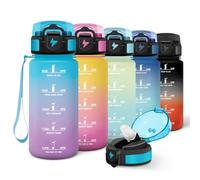 Motswedi Gourde Enfant, 500ml avec Paille, Gourde Sport, Réutilisable, Anti-Fuite, Bouteille, avec Marqueur de Temps, Bouteille d'eau, pour École, Fitness, Yoga, Sport, Bleu Violet