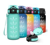 Motswedi Gourde Enfant, 500ml avec Paille, Gourde Sport, Réutilisable, Anti-Fuite, Bouteille, avec Marqueur de Temps, Bouteille d'eau, pour École, Fitness, Yoga, Sport, Bleu vert 3245C