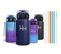 Motswedi Gourde Inox 500ml, Gourde Isotherme avec six Pailles et 1 Brosse à épong, Étanche et sans BPA, Double Paroi Isolante, Bouteille D'eau - Bleu marine