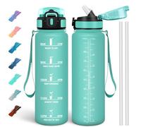 Motswedi Gourde Inox 750ml, Bouteille Isotherme avec six Pailles et 1 Brosse à épong, Conservation du Chaud et du Froid, sans BPA, Réutilisable, Bouteille - Bleu glacier & Violet