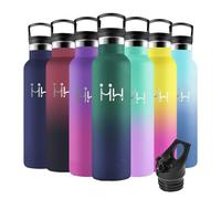 Motswedi Gourde Isotherme, 1000ml Anti-Fuite, Gourde Paille, Poignée de Transport, Bouteille Isotherme, Anti-Fuite, Gourde Inox, Gourde avec Paille pour Sport, Voyage, École, Vert Foncé & Bleu Foncé