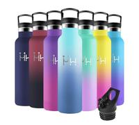 Motswedi Gourde Isotherme, 1000ml Anti-Fuite, Gourde Paille, Poignée de Transport, Bouteille Isotherme, Anti-Fuite, Gourde Inox, Gourde avec Paille pour Sport, Voyage, École, Bleu Ciel & Bleu Foncé