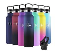 Motswedi Gourde Isotherme, 1L Anti-Fuite, Gourde Paille, Poignée de Transport, Bouteille Isotherme, Anti-Fuite, Gourde Inox, Gourde avec Paille pour Sport, Voyage, Camping, École, Bleu Foncé & Noir