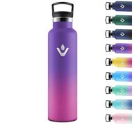 Motswedi Gourde Isotherme 1l, avec Paille, Bouteille Isotherme, Poignée de Transport, Thermos 1l, Anti-Fuite, Gourde Inox, Réutilisable, Thermos pour Sport, Voyage, Camping, Violet Foncé & Rose