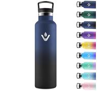 Motswedi Gourde Isotherme 1l, avec Paille, Bouteille Isotherme, Poignée de Transport, Thermos 1l, Anti-Fuite, Gourde Inox, Réutilisable, Thermos pour Sport, Voyage, Camping, Bleu Foncé & Noir
