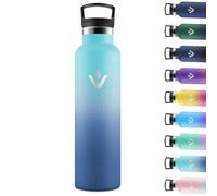 Motswedi Gourde Isotherme 1l, avec Paille, Bouteille Isotherme, Poignée de Transport, Thermos 1l, Anti-Fuite, Gourde Inox, Réutilisable, Thermos pour Sport, Voyage, Camping, Bleu Ciel & Bleu Foncé