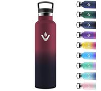 Motswedi Gourde Isotherme 1l, avec Paille, Bouteille Isotherme, Poignée de Transport, Thermos 1l, Anti-Fuite, Gourde Inox, Réutilisable, Thermos pour Sport, Voyage, Camping, Violet Foncé & Rose