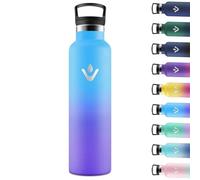 Motswedi Gourde Isotherme 1l, avec Paille, Bouteille Isotherme, Poignée de Transport, Thermos 1l, Anti-Fuite, Gourde Inox, Réutilisable, Thermos pour Sport, Voyage, Camping, Bleu Ciel & Violet