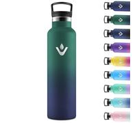 Motswedi Gourde Isotherme 1l, avec Paille, Bouteille Isotherme, Poignée de Transport, Thermos 1l, Anti-Fuite, Gourde Inox, Réutilisable, Thermos pour Sport, Voyage, Camping, Vert Foncé & Bleu Foncé
