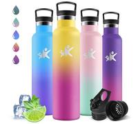 Motswedi Gourde Isotherme 1l, Poignée de Transport, Bouteille Isotherme, Anti-Fuite, Gourde Paille, Gourde avec Paille, Réutilisable, Gourde Inox Pour Sport, Camping, Randonnée, Jaune & Rouge Rosé