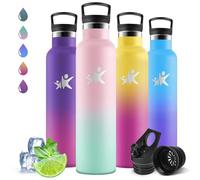 Motswedi Gourde Isotherme 1l, Poignée de Transport, Bouteille Isotherme, Anti-Fuite, Gourde Paille, Gourde avec Paille, Réutilisable, Gourde Inox Pour Camping, Randonnée, Rose Clair & Vert Clair