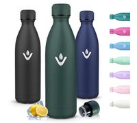 Motswedi Gourde Isotherme 1l, Poignée de Transport, Bouteille Isotherme, Gourde Inox, Acier Inoxydable, Bouteille d'eau pour Voyage, Randonnée, Camping, Vert Militaire