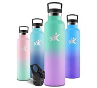 Motswedi Gourde Isotherme 1l, Thermos Isotherme, Acier Inoxydable, Gourde Inox, pour L'eau Froide et Chaude, Bouteille d'eau 1l, Pour Camping, Voyage, Randonnée, Sports, Aigue-marine & Lilas