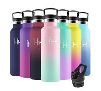 Motswedi Gourde Isotherme, 500ml Anti-Fuite, Gourde Paille, Poignée de Transport, Bouteille Isotherme, Anti-Fuite, Gourde Inox, Gourde Enfant pour Sport, Gym, Voyage, Camping, Rose Clair & Vert Clair