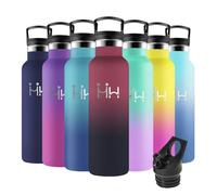 Motswedi Gourde Isotherme, 500ml Anti-Fuite, Gourde Paille, Poignée de Transport, Bouteille Isotherme, Anti-Fuite, Gourde Inox, Gourde Enfant pour Sport, Gym, Voyage, Camping, École, Rouge & Noir