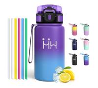 Motswedi Gourde Isotherme 500ml, avec Paille, Bouteille Isotherme, en Acier Inoxydable, Gourde Inox, Anti Fuite, 24h Froid & 12h Chaud, pour Sport, Gym, Voyage, Randonnée, Lilas pâle & Bleu ciel