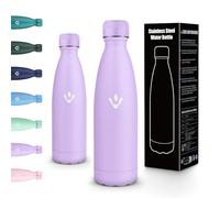 Motswedi Gourde Isotherme 500ml, Double Paroi, Gourde Inox, Thermos Isotherme, Anti-Fuite, Bouteille d'eau, Bouteille pour L'école, Travail, Voyage, Randonnée, Violet Clair