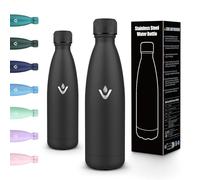Motswedi Gourde Isotherme 500ml, Double Paroi, Gourde Inox, Thermos Isotherme, Anti-Fuite, Bouteille d'eau, Bouteille pour L'école, Travail, Voyage, Randonnée, Noir-6c
