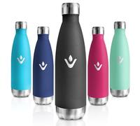 Motswedi Gourde Isotherme, 500ml, Gourde Inox Enfant, 24h Froid & 12h Chaud, Thermos Isotherme, sans BPA, Réutilisable, Bouteille d'eau, pour Randonnée, Sport, Fitness, Gym, Noir