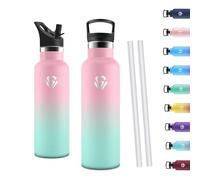Motswedi Gourde Isotherme 500ml, Thermos Isotherme, Acier Inoxydable, Gourde Thermos, Bouteille d'eau Isolée, Vide Premium pour L'eau Froide et Chaude, pour L'école, Bureau, Hellrosa & Hellgrün