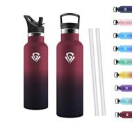 Motswedi Gourde Isotherme 500ml, Thermos Isotherme, Acier Inoxydable, Gourde Thermos, Bouteille d'eau Isolée, Vide Premium pour L'eau Froide et Chaude, pour L'école, Bureau, Noir & Rouge