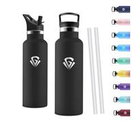 Motswedi Gourde Isotherme 500ml, Thermos Isotherme, Acier Inoxydable, Gourde Thermos, Bouteille d'eau Isolée, Vide Premium pour L'eau Froide et Chaude, pour L'école, Bureau, Noir