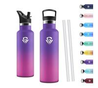 Motswedi Gourde Isotherme 500ml, Thermos Isotherme, Acier Inoxydable, Gourde Thermos, Bouteille d'eau Isolée, Vide Premium pour L'eau Froide et Chaude, L'école, Bureau, Violet profond & Rouge rose