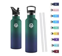 Motswedi Gourde Isotherme 500ml, Thermos Isotherme, Acier Inoxydable, Gourde Thermos, Bouteille d'eau Isolée, Vide Premium pour L'eau Froide et Chaude, pour L'école, Bureau, Grün noir & Tiefblau