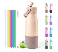 Motswedi Gourde Isotherme 700ml, Poignée de Transport, Bouteille Isotherme, Gourde Inox, Acier Inoxydable, Bouteille d'eau pour Sport, Voyage, Randonnée, Camping, Beige - Marron