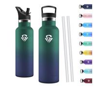 Motswedi Gourde Isotherme 750ml, Thermos Isotherme, Acier Inoxydable, Gourde Thermos, Bouteille d'eau Isolée pour L'eau Froide et Chaude, pour Les Sports, les Voyages, Grün noir & Tiefblau