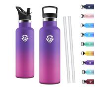 Motswedi Gourde Isotherme 750ml, Thermos Isotherme, Acier Inoxydable, Gourde Thermos, Bouteille d'eau Isolée pour L'eau Froide et Chaude, pour Les Sports, les Voyages, Tiefes purpur & Rosa rot